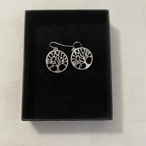 Tree of life silver dangle earring